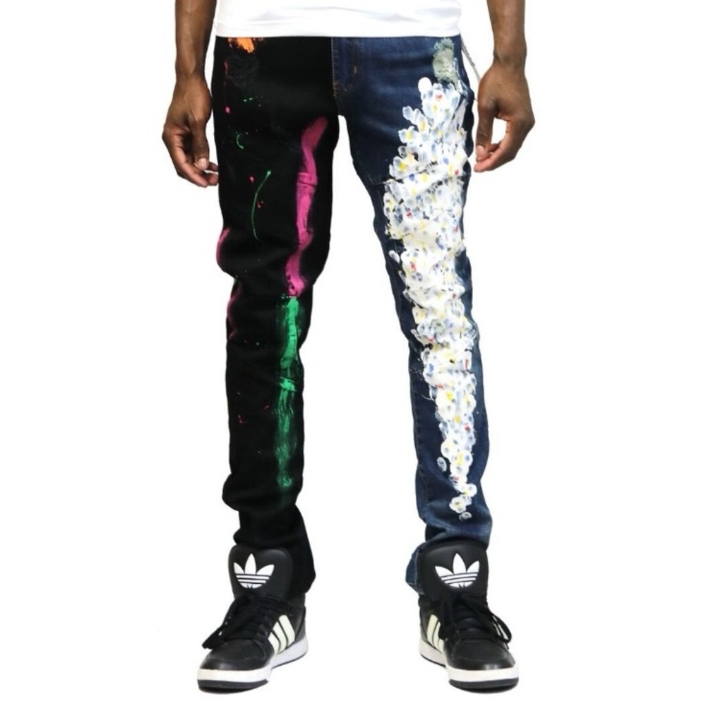 Multicolor Paint-Splatter Jeans
